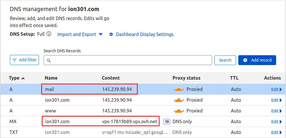 Rekordy DNS - Cloudflare