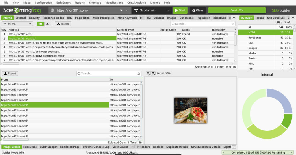 Screaming Frog - screen